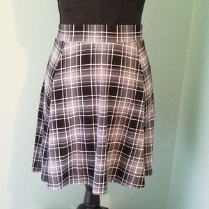 H&M Grey Plaid Skater Skirt